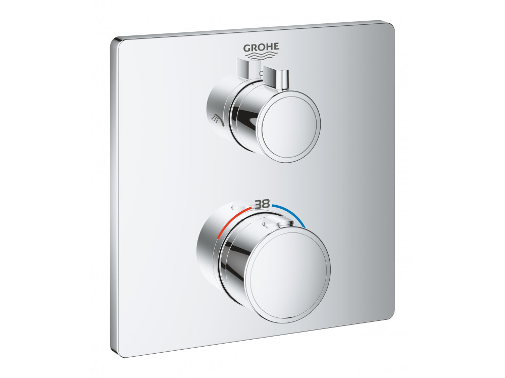 Внешняя часть термостата для душа GROHE Grohtherm на 2 потребителя, квадратная, хром 24079000 в фирменном магазине Grohe