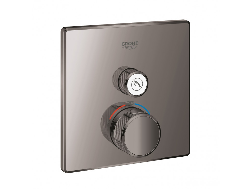 Внешняя часть термостата для душа GROHE Grohtherm SmartControl на 1 потребителя, квадратная, темный графит глянец 29123A00 в фирменном магазине Grohe