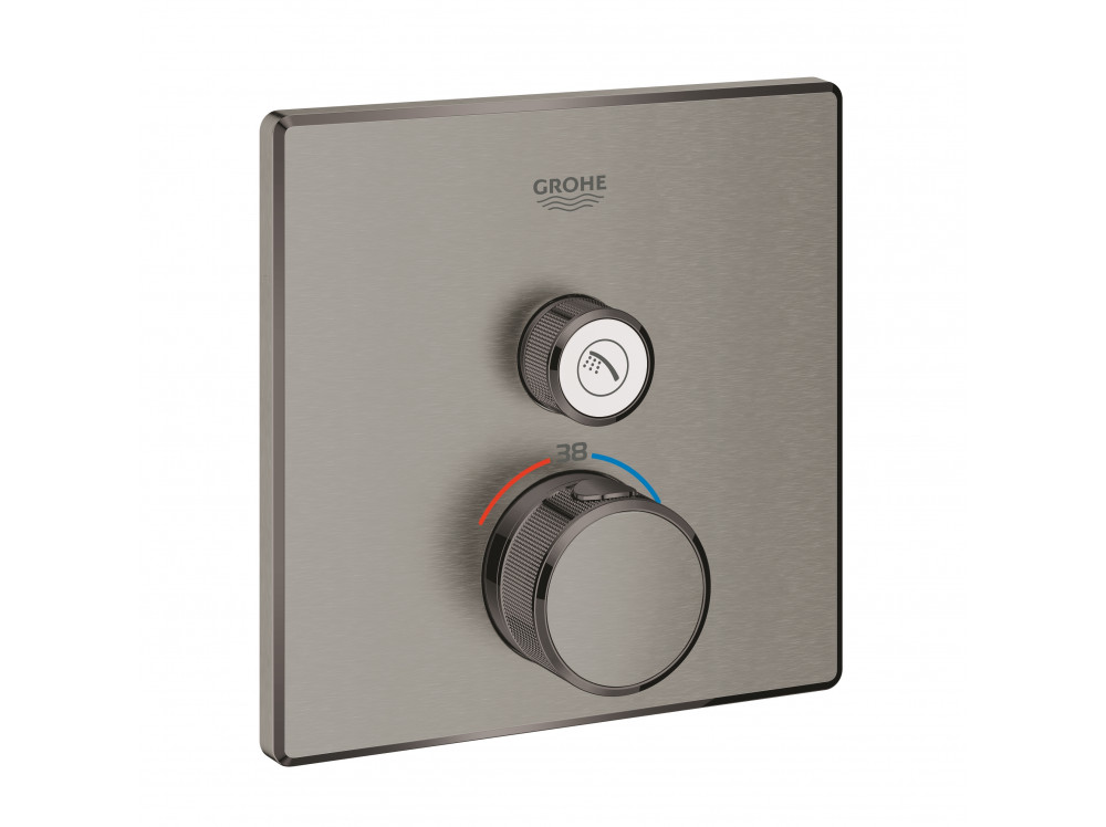 Внешняя часть термостата для душа GROHE Grohtherm SmartControl на 1 потребителя, квадратная, темный графит матовый 29123AL0 в фирменном магазине Grohe
