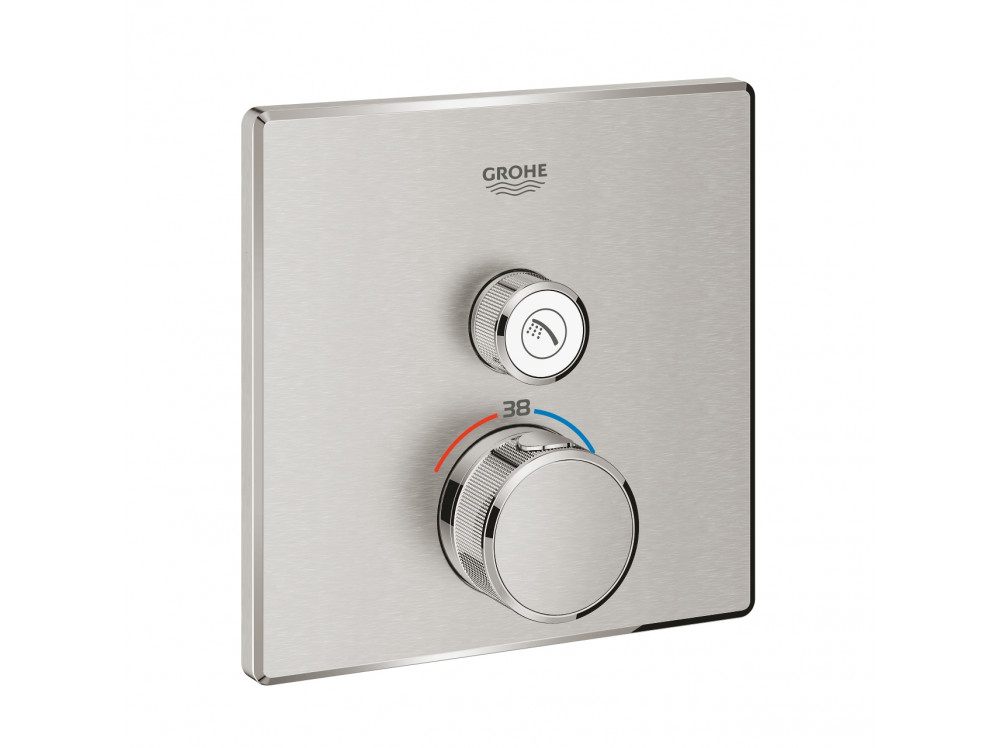 Внешняя часть термостата для душа GROHE Grohtherm SmartControl на 1 потребителя, квадратная, суперсталь 29123DC0 в фирменном магазине Grohe