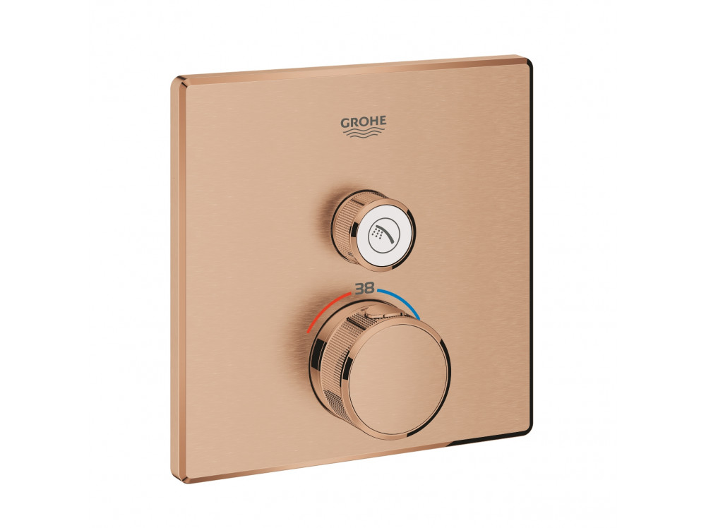Внешняя часть термостата для душа GROHE Grohtherm SmartControl на 1 потребителя, квадратная, теплый закат матовый 29123DL0 в фирменном магазине Grohe