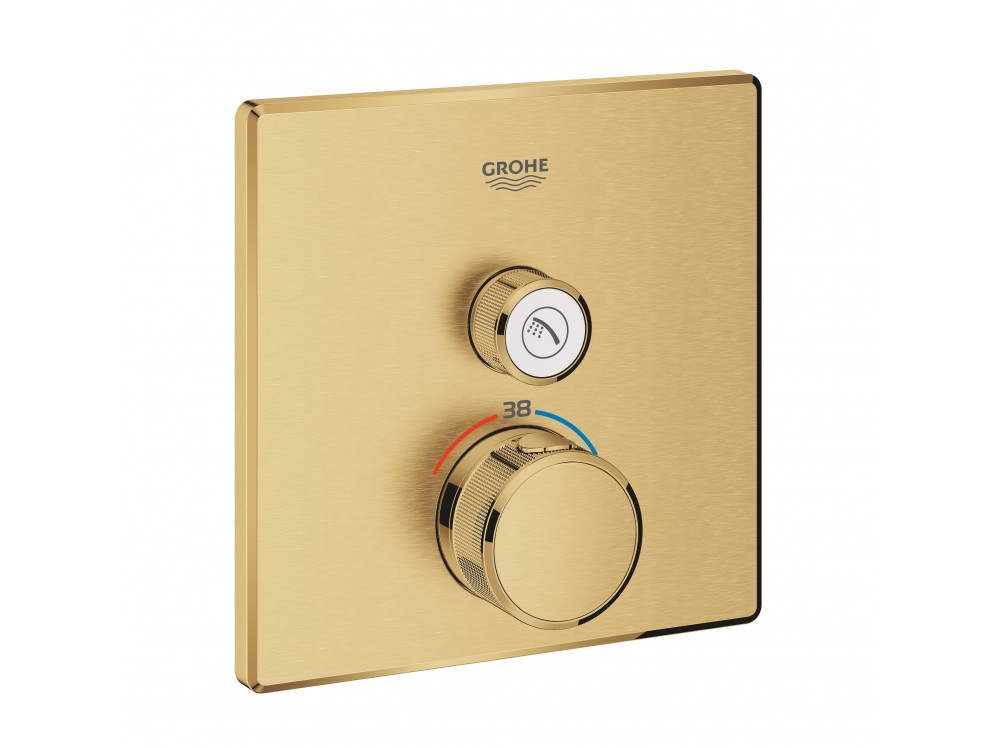 Внешняя часть термостата для душа GROHE Grohtherm SmartControl на 1 потребителя, квадратная, холодный рассвет матовый 29123GN0 в фирменном магазине Grohe