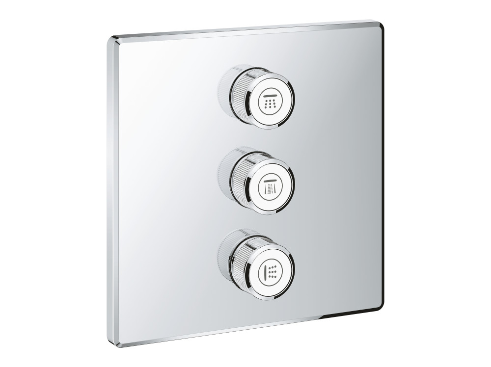 Внешняя часть переключателя потоков GROHE Grohtherm SmartControl на 3 положения, квадратная, хром 29127000 в фирменном магазине Grohe