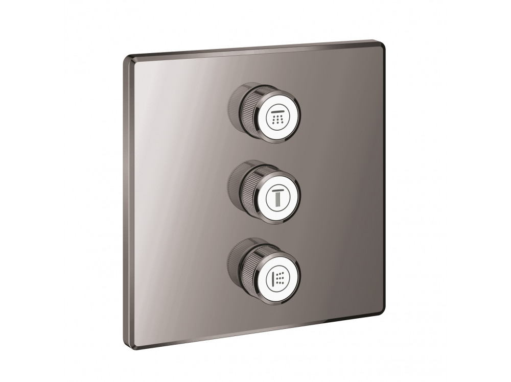 Внешняя часть переключателя потоков GROHE Grohtherm SmartControl на 3 положения, квадратная, темный графит глянец 29127A00 в фирменном магазине Grohe