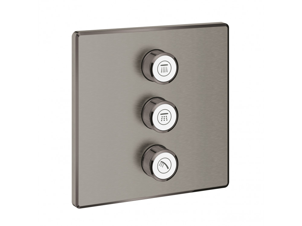 Внешняя часть переключателя потоков GROHE Grohtherm SmartControl на 3 положения, квадратная, темный графит матовый 29127AL0 в фирменном магазине Grohe