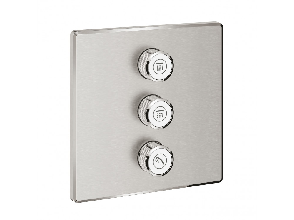 Внешняя часть переключателя потоков GROHE Grohtherm SmartControl на 3 положения, квадратная, суперсталь 29127DC0 в фирменном магазине Grohe