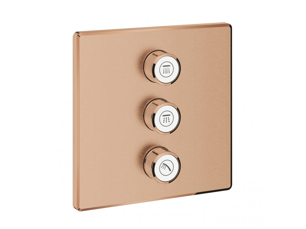 Внешняя часть переключателя потоков GROHE Grohtherm SmartControl на 3 положения, квадратная, теплый закат матовый 29127DL0 в фирменном магазине Grohe