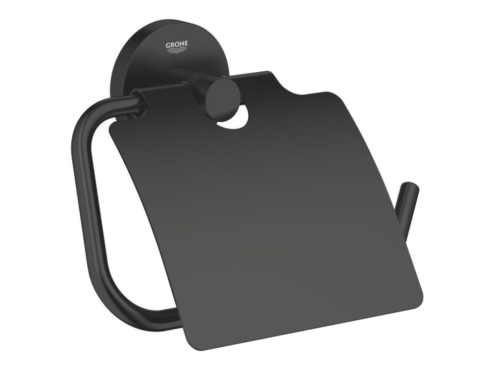 Держатель для туалетной бумаги GROHE Essentials с крышкой, матовый черный Essentials 1024652430 в фирменном магазине Grohe