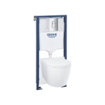 Комплект инсталляции 5 в 1 GROHE Rapid SL с подвесным унитазом Bau Ceramic, сиденьем и панелью смыва Arena Cosmopolitan (103849SH00)