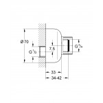 Эксцентрик s-образный 1/2 дюйма x 3/4 дюйма GROHE, регулируемый 7,5 мм 