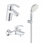 Готовый набор для ванной, GROHE Eurosmart New, смесители для ванны, раковины, душевой набор, хром