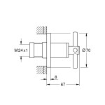 Внешняя часть вентиля GROHE Atrio, крестообразная ручка, темный графит матовый 