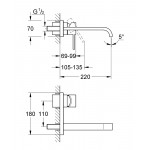 Внешняя часть смесителя для раковины GROHE Allure на 2 отверстия, вынос 220 мм, хром 