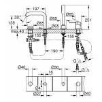 Смеситель для ванны GROHE Essence на 4 отверстия, на край ванны, хром 