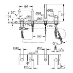 Смеситель для ванны GROHE Essence на 4 отверстия, на край ванны, темный графит матовый 