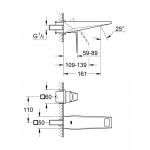 Внешняя часть смесителя для раковины GROHE Allure Brilliant настенного монтажа на 2 отверстия, вынос 161 мм, хром 