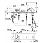 Смеситель для ванны GROHE Eurocube на 4 отверстия, на край ванны, хром 