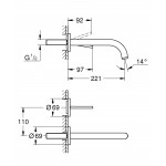 Внешняя часть смесителя для раковины GROHE Atrio Joy настенного монтажа на 2 отверстия, хром 