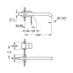 Внешняя часть смесителя для раковины GROHE Essence на 2 отверстия, L-Size, темный графит матовый 