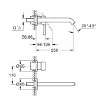 Внешняя часть смесителя для раковины GROHE Essence на 2 отверстия, L-Size, теплый закат матовый 