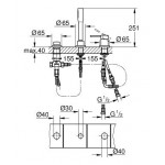 Смеситель для ванны GROHE Essence на 3 отверстия, на край ванны, хром 