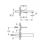 Внешняя часть смесителя для раковины GROHE Eurocube Joy на 2 отверстия (излив 170 мм), хром 