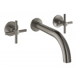 Внешняя часть смесителя для раковины GROHE Atrio настенного монтажа на 3 отверстия, двухвентильный, темный графит матовый 