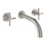 Внешняя часть смесителя для раковины GROHE Atrio настенного монтажа на 3 отверстия, двухвентильный, суперсталь 