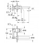 Смеситель для раковины GROHE BauEdge скрытого монтажа на 2 отверстия, в комплекте с монтажной частью, хром