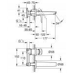 Смеситель для раковины GROHE BauEdge скрытого монтажа на 2 отверстия, в комплекте с монтажной частью, хром 