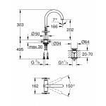 Смеситель для раковины GROHE Atrio двухвентильный, суперсталь 