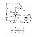 Смеситель для раковины GROHE Atrio двухвентильный, темный графит матовый 