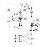 Смеситель для раковины GROHE Atrio двухвентильный, XL-Size, хром 