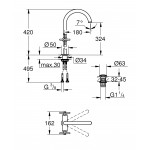 Смеситель для раковины GROHE Atrio двухвентильный, XL-Size, теплый закат глянец 