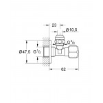 Вентиль угловой GROHE 1/2″-3/8″ для подключения смесителей, хром 