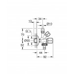 Вентиль угловой GROHE комбинированный 1/2″-3/8″ для подключения смесителей, хром 