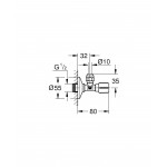 Вентиль угловой GROHE 1/2″-3/8″ для подключения смесителей, хром 