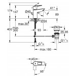 Смеситель для раковины GROHE BauLoop с рычажным донным клапаном, S-Size, хром 