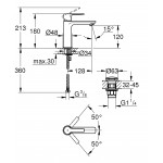 Смеситель для раковины GROHE Lineare, темный графит матовый 