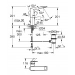 Смеситель для раковины GROHE Allure Brilliant с высоким изливом, с донным клапаном, темный графит матовый 