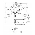 Смеситель для раковины GROHE Allure Brilliant с высоким изливом, с донным клапаном, суперсталь 