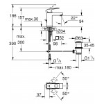 Смеситель для раковины GROHE Eurocube с донным клапаном, темный графит матовый 