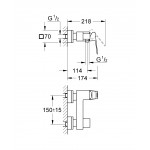 Смеситель для душа GROHE Eurocube, темный графит матовый 