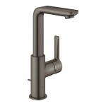 Смеситель для раковины GROHE Lineare, высокий излив, с донным клапаном, темный графит матовый 
