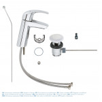 Смеситель для раковины GROHE Eurosmart с донным клапаном, M-Size, хром 