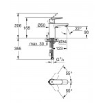 Смеситель для раковины GROHE Eurosmart Cosmopolitan с цепочкой, M-Size, хром 