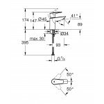 Смеситель для раковины GROHE BauEdge, S-Size, хром 