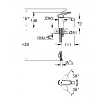 Смеситель для биде GROHE BauEdge с цепочкой, хром 