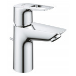 Смеситель для раковины GROHE BauLoop с ограничителем температуры и рычажным донным клапаном, S-Size, хром 