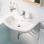 Смеситель для раковины GROHE BauLoop с ограничителем температуры и рычажным донным клапаном, S-Size, хром 